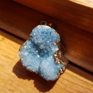 Freeform Blue Druzy Pendant